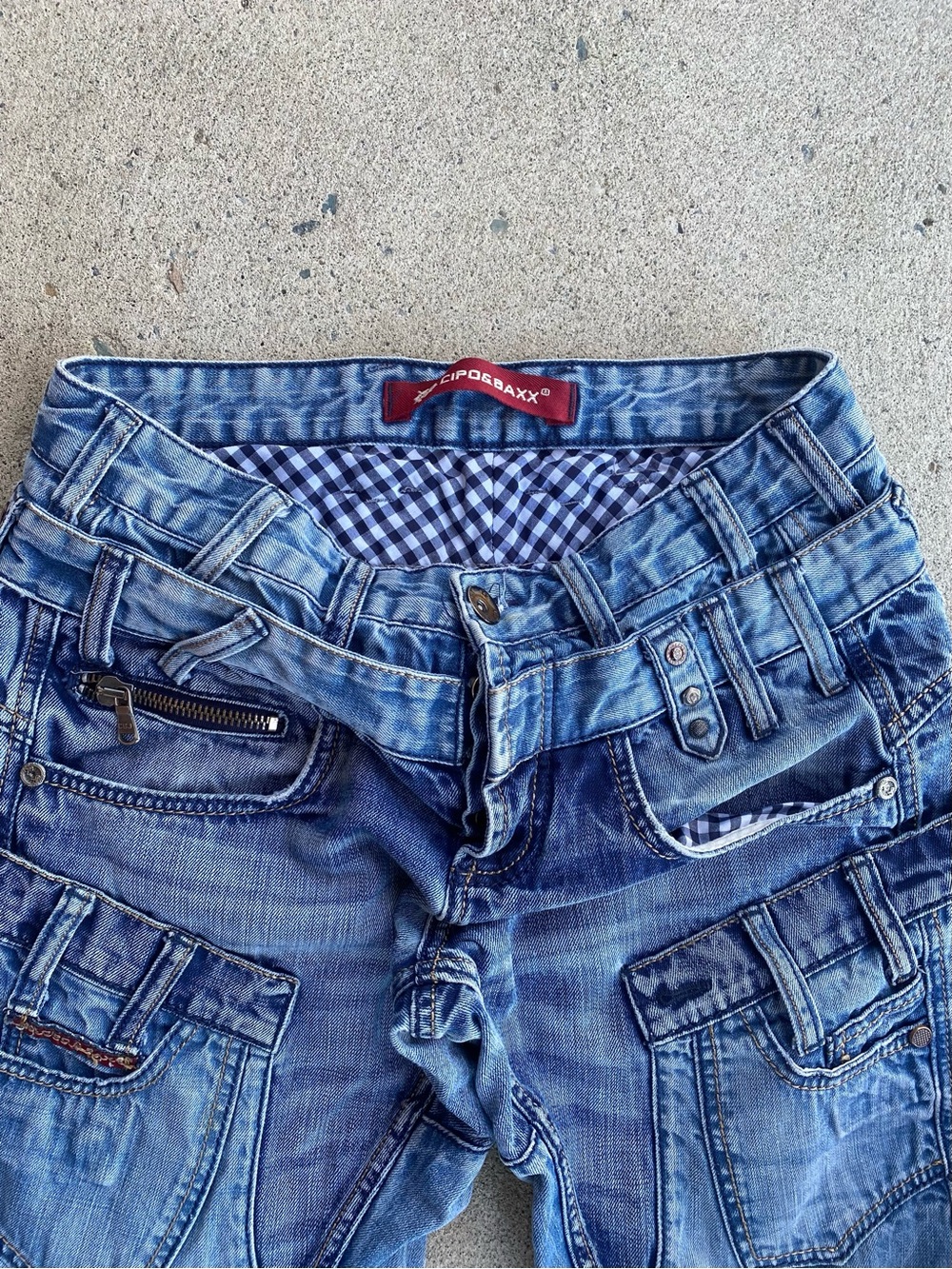 Y2k/Grunge Plaid Linning Bootcut Jeans - Picture 7 of 12